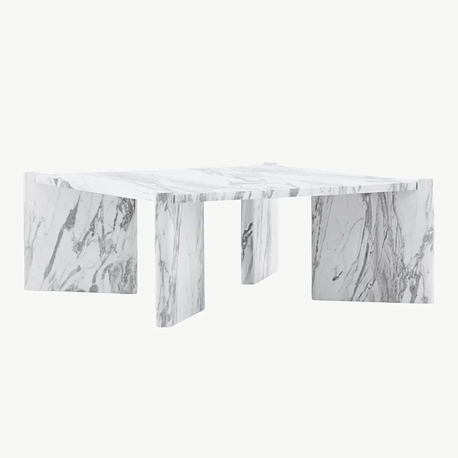 Rogaland ruudukujuline diivanilaud, valge marmorimustriga MDF, 100 × 100 cm, 20062-121 – 3