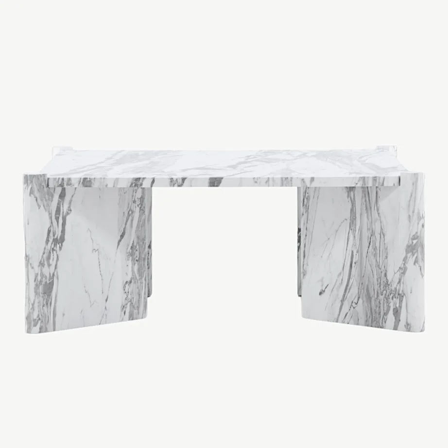 Rogaland ruudukujuline diivanilaud, valge marmorimustriga MDF, 100 × 100 cm, 20062-121 – 4