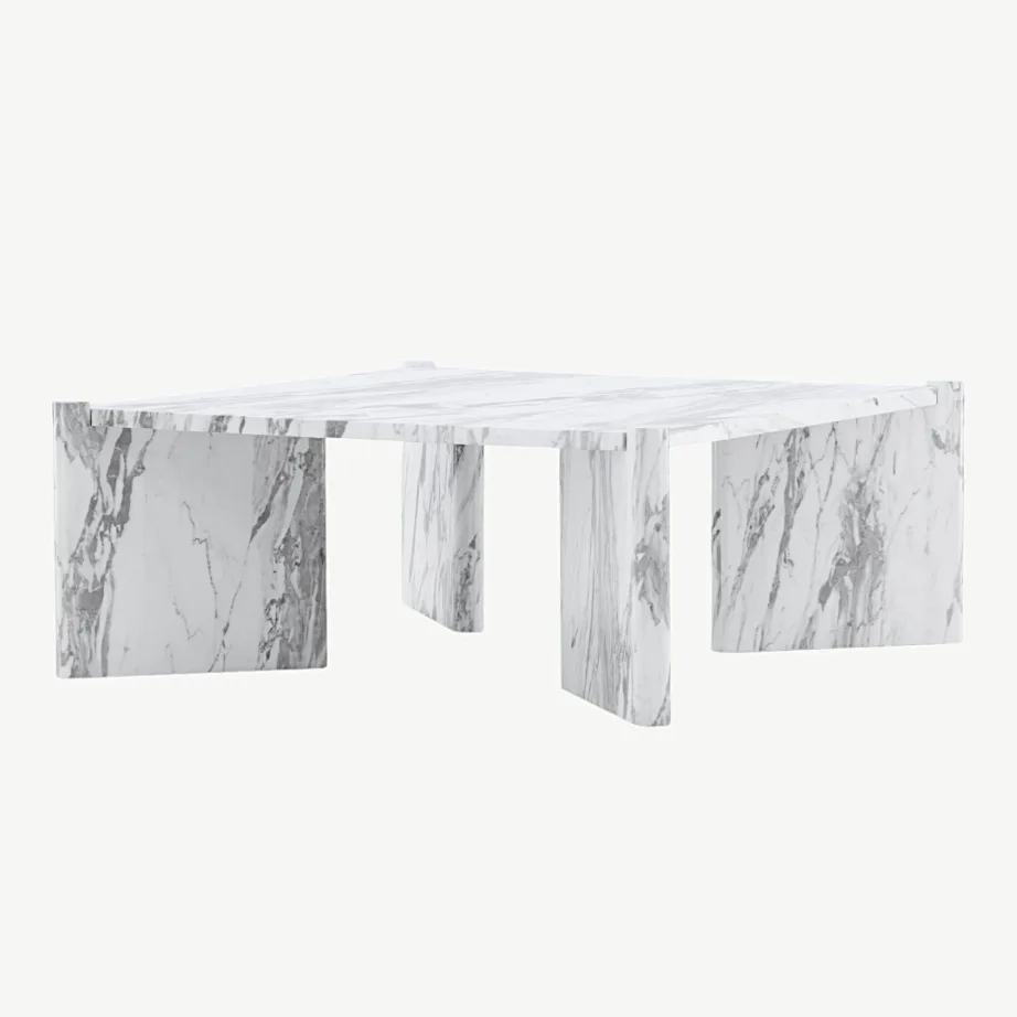 Rogaland ruudukujuline diivanilaud, valge marmorimustriga MDF, 100 × 100 cm, 20062-121 – 5