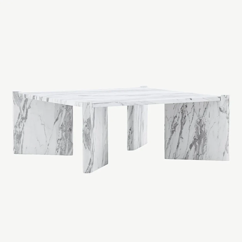 Rogaland ruudukujuline diivanilaud, valge marmorimustriga MDF, 100 × 100 cm, 20062-121 – 6