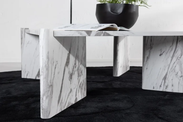 Rogaland ruudukujuline diivanilaud, valge marmorimustriga MDF, 100 × 100 cm - 20062-121