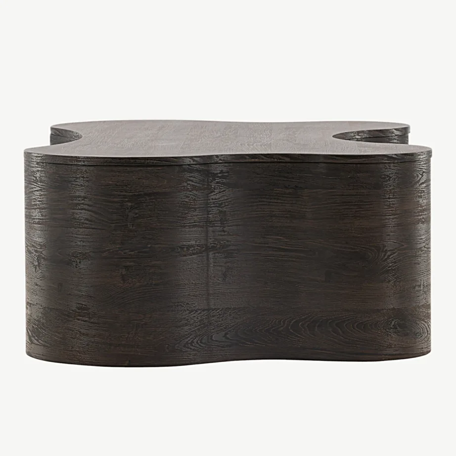 Mokka viimistlusega voolujooneline MDF-diivanilaud Larvik, 130 × 90 cm, 20063-125 – 2