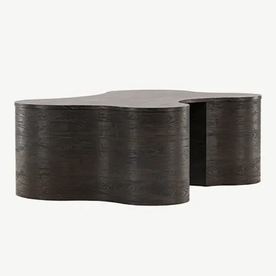 Mokka viimistlusega voolujooneline MDF-diivanilaud Larvik, 130 × 90 cm - 20063-125