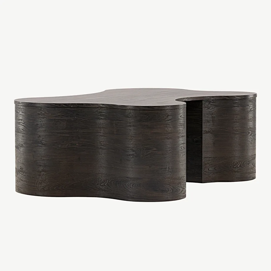Mokka viimistlusega voolujooneline MDF-diivanilaud Larvik, 130 × 90 cm, 20063-125