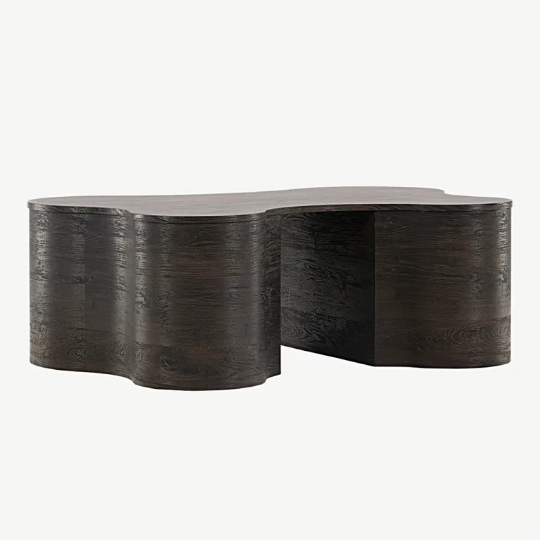 Mokka viimistlusega voolujooneline MDF-diivanilaud Larvik, 130 × 90 cm - 20063-125