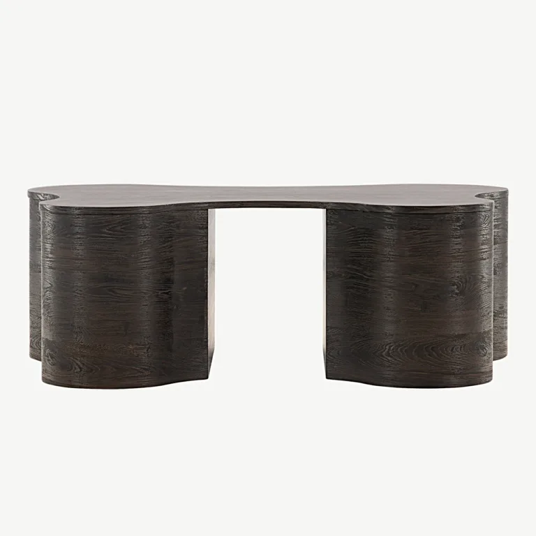 Mokka viimistlusega voolujooneline MDF-diivanilaud Larvik, 130 × 90 cm - 20063-125