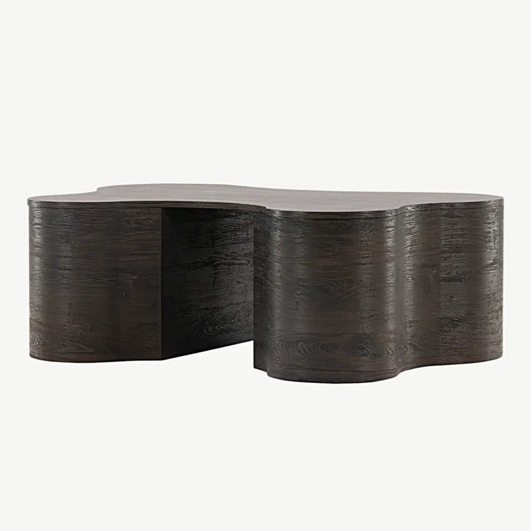 Mokka viimistlusega voolujooneline MDF-diivanilaud Larvik, 130 × 90 cm - 20063-125