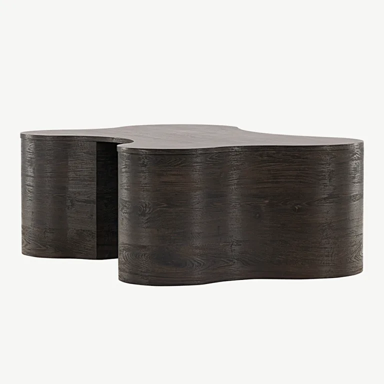 Mokka viimistlusega voolujooneline MDF-diivanilaud Larvik, 130 × 90 cm - 20063-125