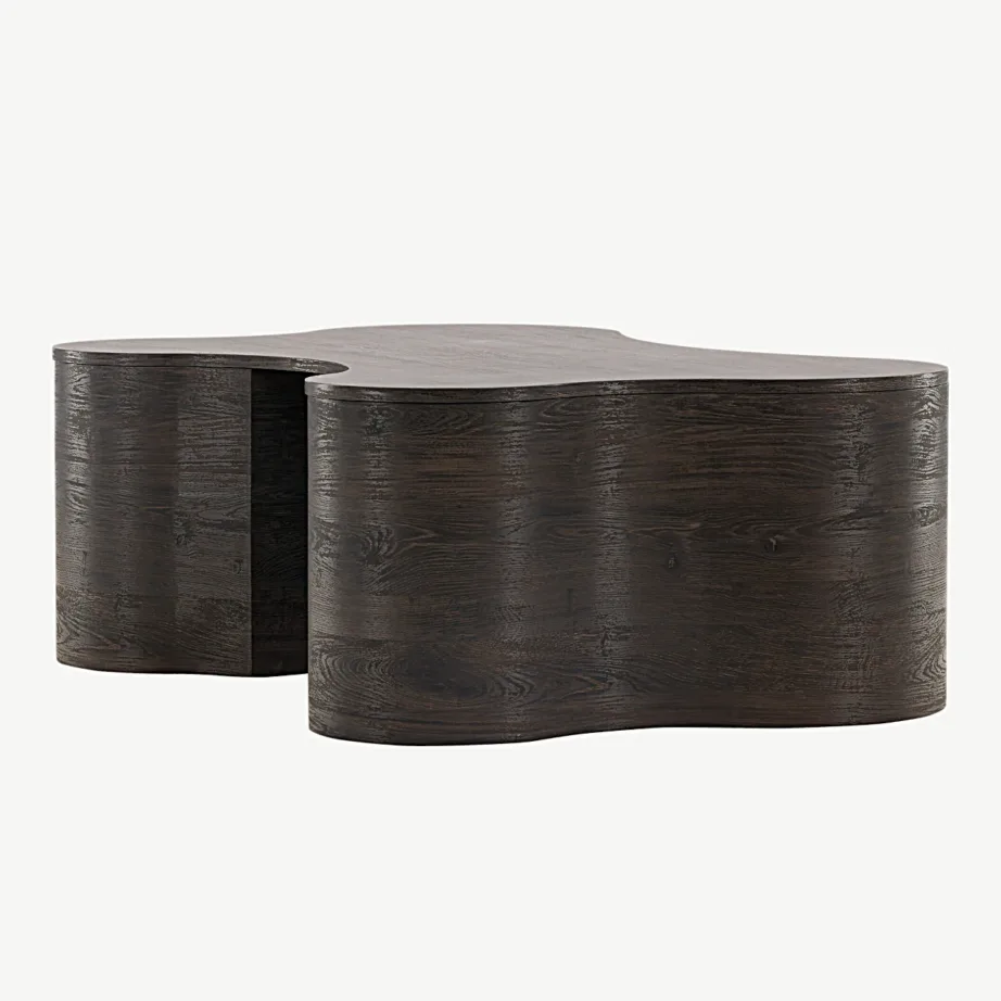 Mokka viimistlusega voolujooneline MDF-diivanilaud Larvik, 130 × 90 cm, 20063-125 – 6