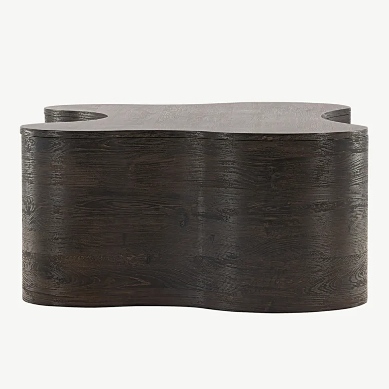 Mokka viimistlusega voolujooneline MDF-diivanilaud Larvik, 130 × 90 cm - 20063-125