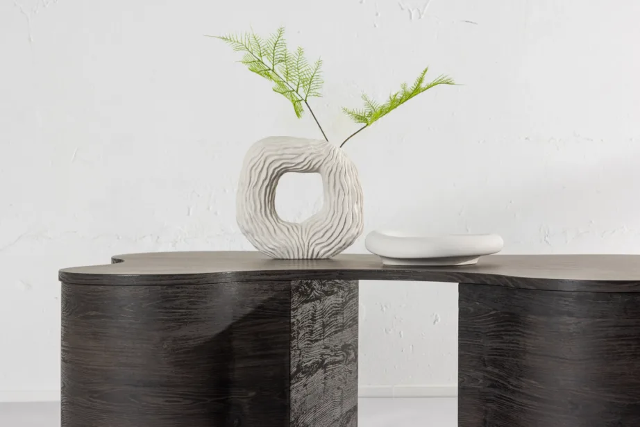 Mokka viimistlusega voolujooneline MDF-diivanilaud Larvik, 130 × 90 cm, 20063-125 – 9