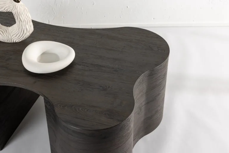 Mokka viimistlusega voolujooneline MDF-diivanilaud Larvik, 130 × 90 cm - 20063-125