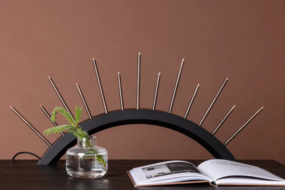 Must MDF poolkaarekujuline advendiküünlajalg Björnrike, 13-lambiline, vasekarva viimistlusega, 20066-100 – 9