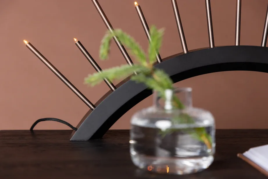 Must MDF poolkaarekujuline advendiküünlajalg Björnrike, 13-lambiline, vasekarva viimistlusega, 20066-100 – 10