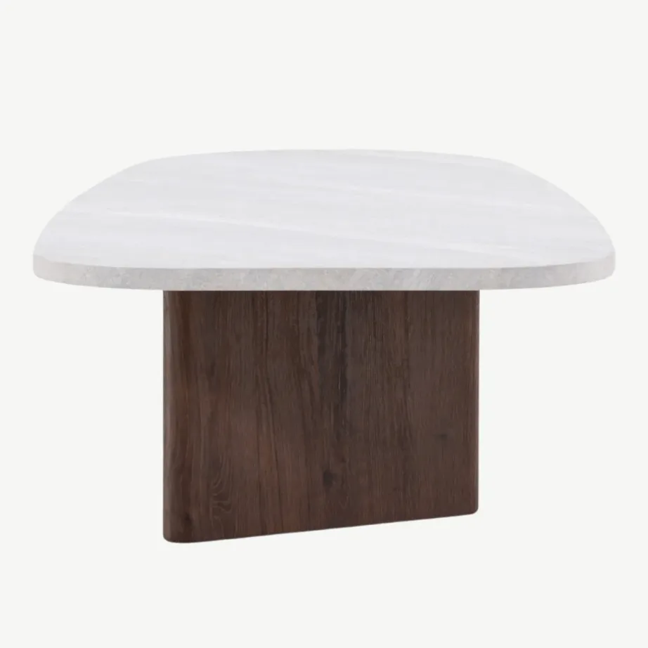 Helehall betooniimitatsiooniga diivanilaud Grönvik mokatooni jalaga, 130 × 65 cm, 20070-490 – 2