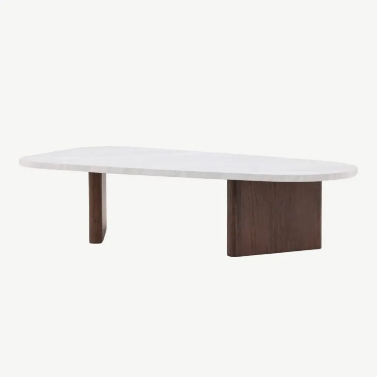 Helehall betooniimitatsiooniga diivanilaud Grönvik mokatooni jalaga, 130 × 65 cm - 20070-490