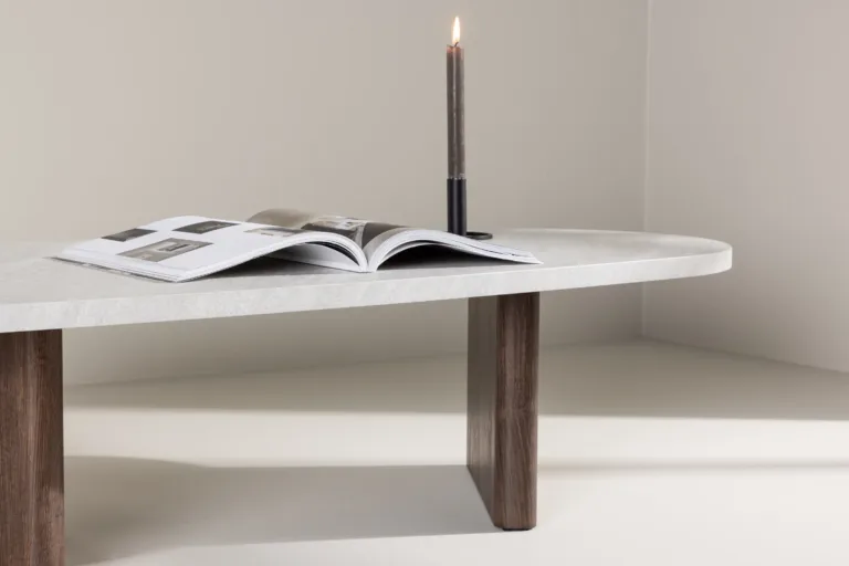 Helehall betooniimitatsiooniga diivanilaud Grönvik mokatooni jalaga, 130 × 65 cm - 20070-490