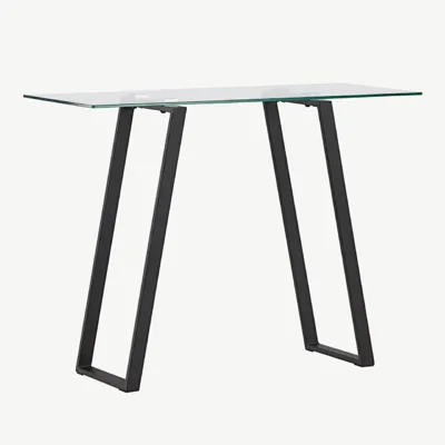 Mustast terasest raamiga ja klaasist tööpindadega kirjutuslaud Horten (100 × 40 cm) - 20080-111