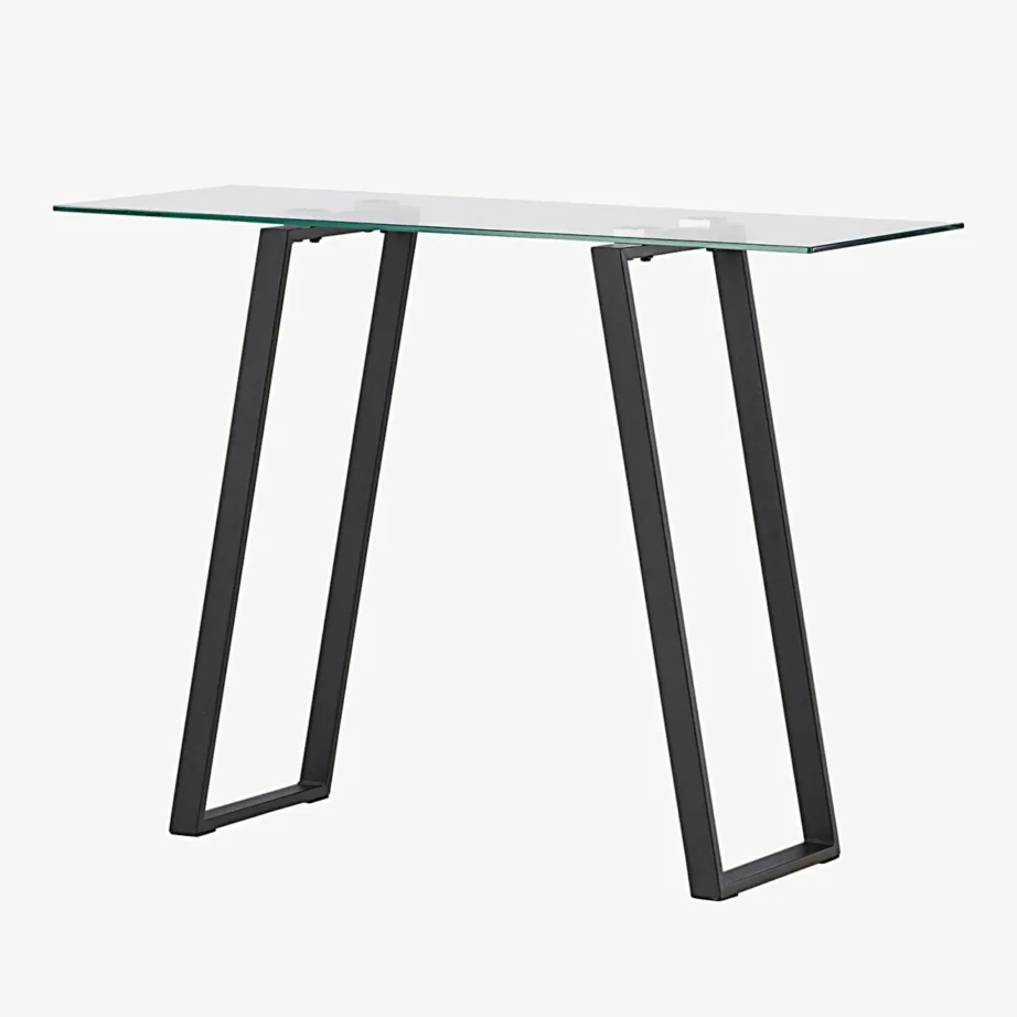 Mustast terasest raamiga ja klaasist tööpindadega kirjutuslaud Horten (100 × 40 cm), 20080-111 – 5