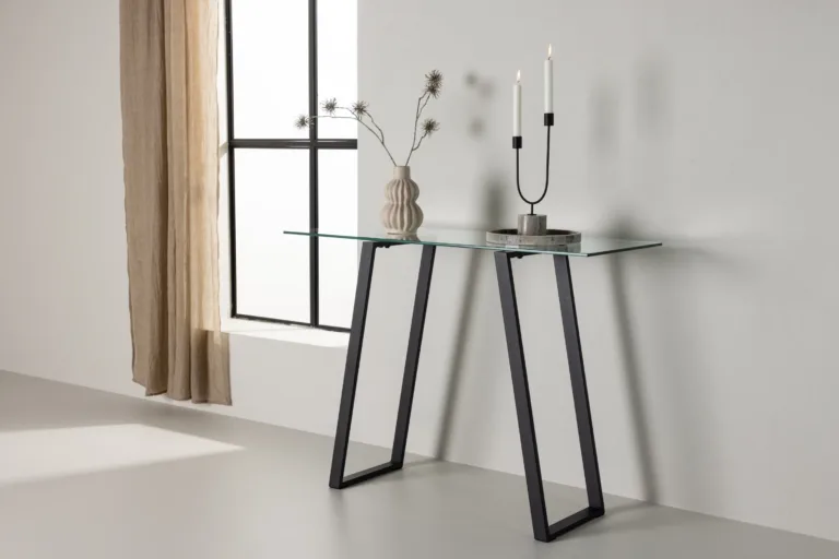 Mustast terasest raamiga ja klaasist tööpindadega kirjutuslaud Horten (100 × 40 cm) - 20080-111