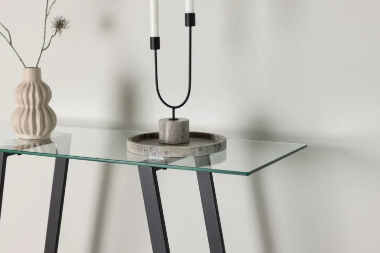 Mustast terasest raamiga ja klaasist tööpindadega kirjutuslaud Horten (100 × 40 cm) - 20080-111