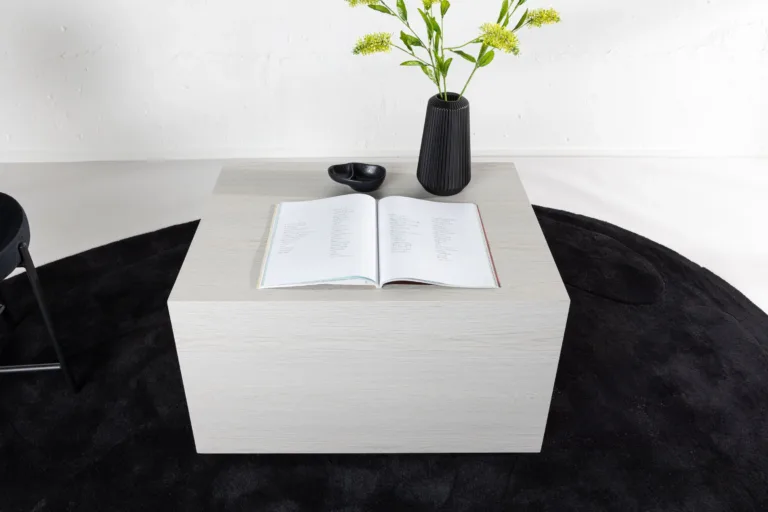 Valge peitsiga MDF-ist diivanilaud York (60 × 80 cm) - 20085-107