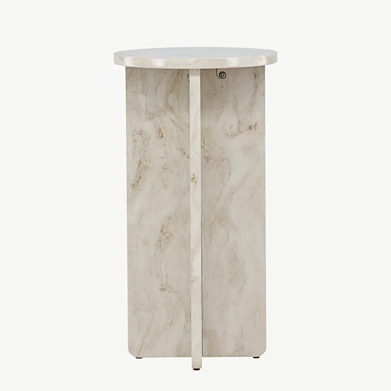 Marmori ilmega beež ümmargune abilaud Ålesund (MDF, ø40 cm, 75 cm kõrge) - 20090-121