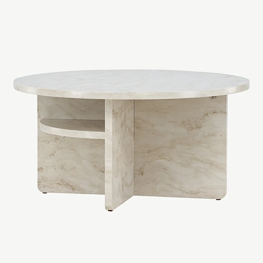Beež marmori välimusega ümmargune diivanilaud Ålesund (MDF, ø85 cm), 20092-121 – 6