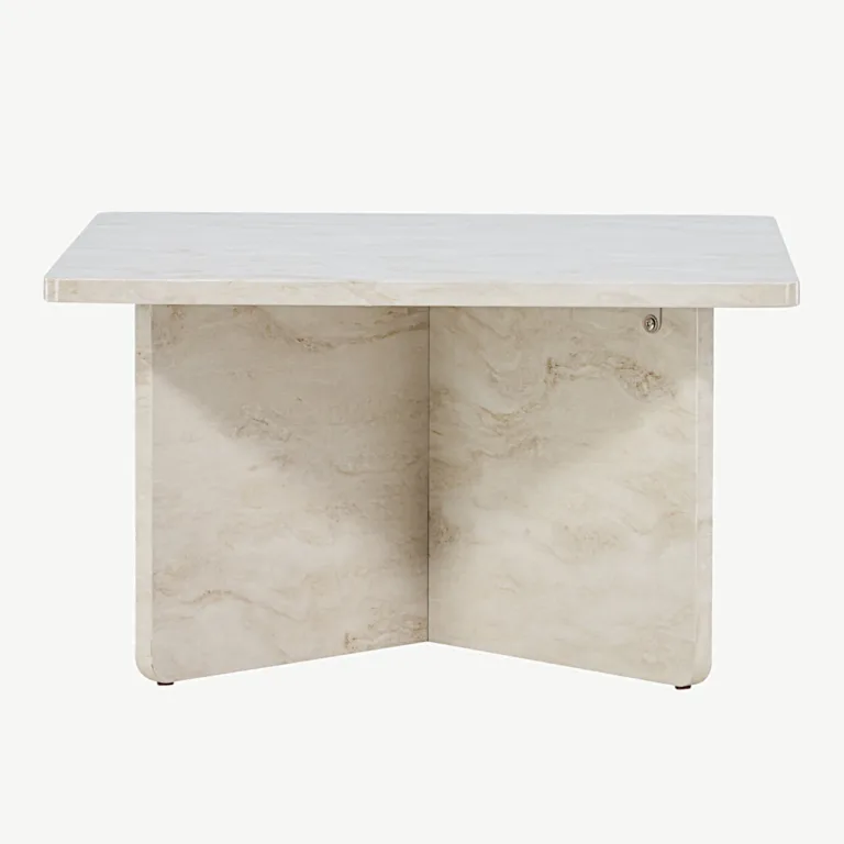 Beež marmorimustriga MDF-ist diivanilaud Ålesund, 75 × 75 cm - 20093-121