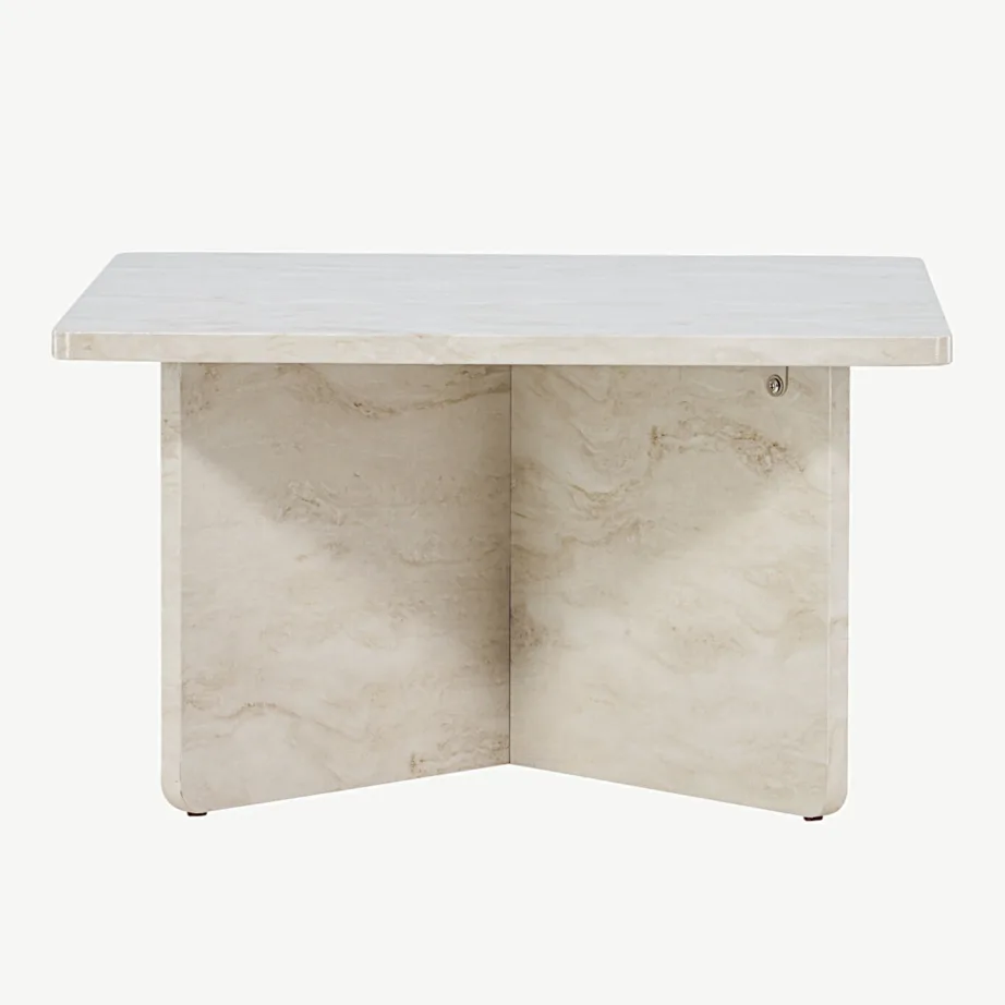 Beež marmorimustriga MDF-ist diivanilaud Ålesund, 75 × 75 cm, 20093-121 – 2