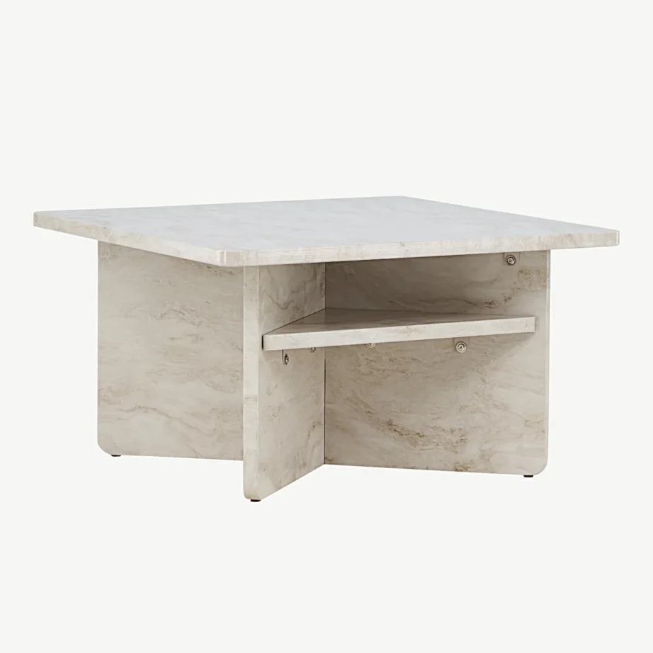 Beež marmorimustriga MDF-ist diivanilaud Ålesund, 75 × 75 cm, 20093-121 – 3