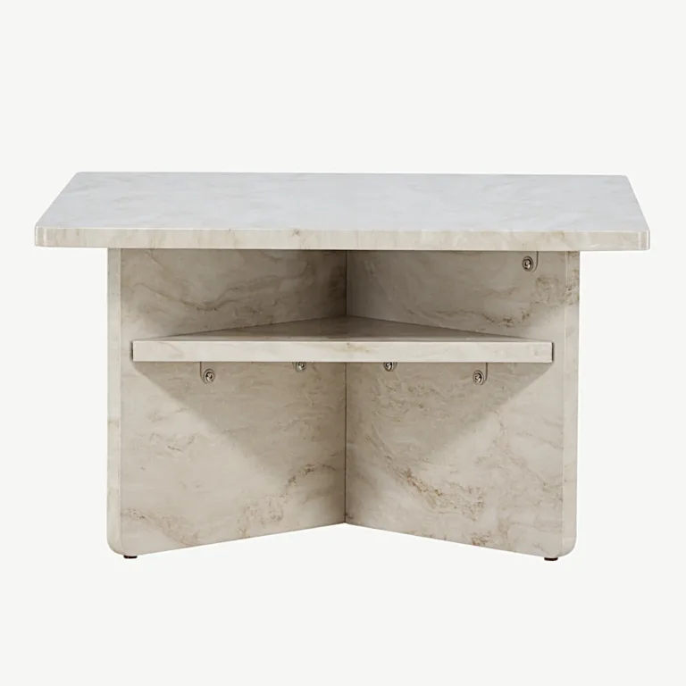 Beež marmorimustriga MDF-ist diivanilaud Ålesund, 75 × 75 cm - 20093-121