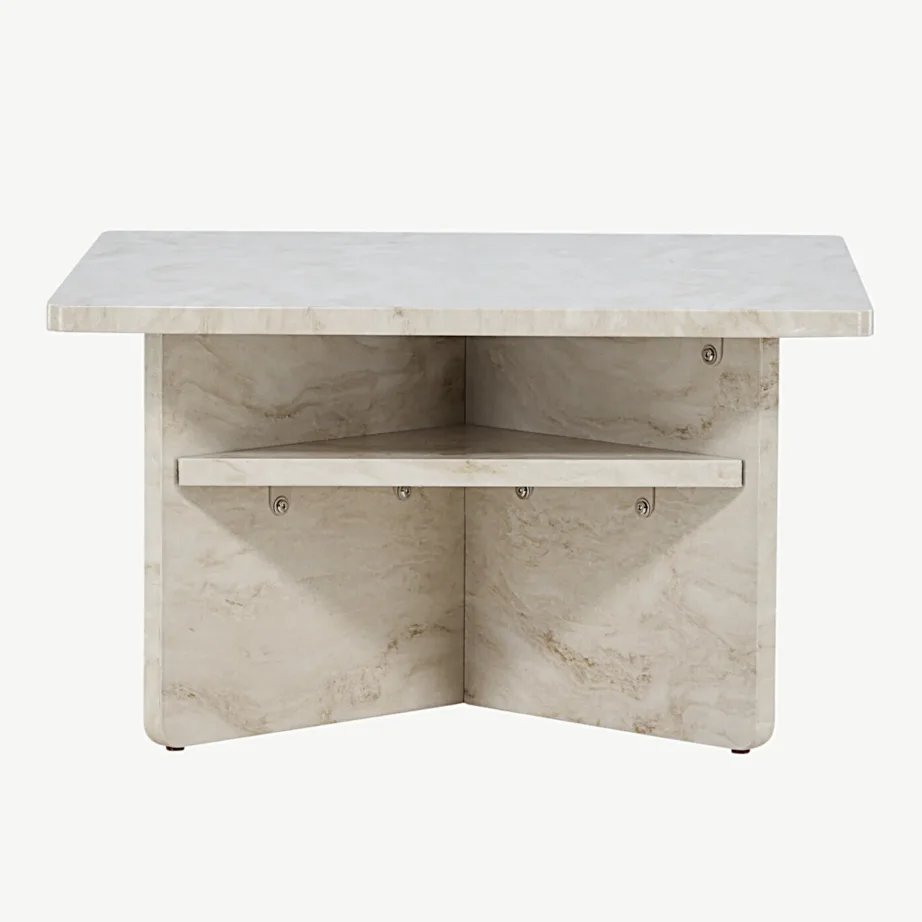 Beež marmorimustriga MDF-ist diivanilaud Ålesund, 75 × 75 cm, 20093-121 – 4