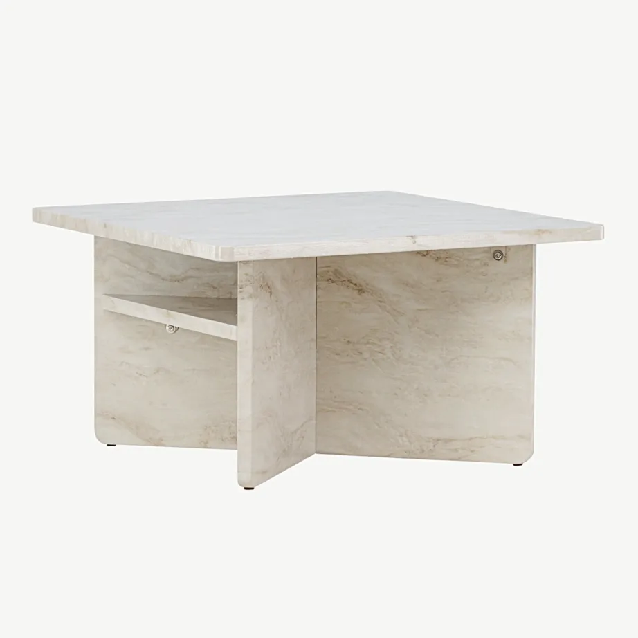 Beež marmorimustriga MDF-ist diivanilaud Ålesund, 75 × 75 cm, 20093-121 – 6