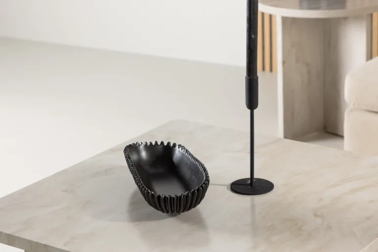 Beež marmorimustriga MDF-ist diivanilaud Ålesund, 75 × 75 cm - 20093-121