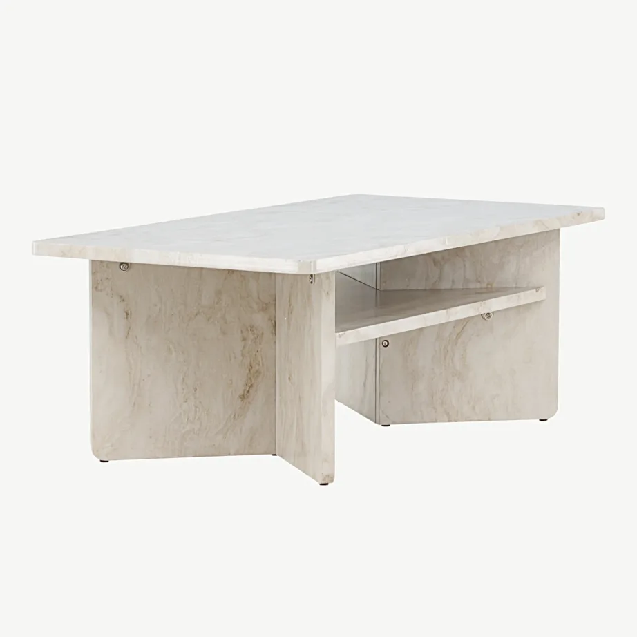 Beeži marmori välimusega MDF-ist diivanilaud Ålesund (120 × 60 cm), 20094-121 – 3