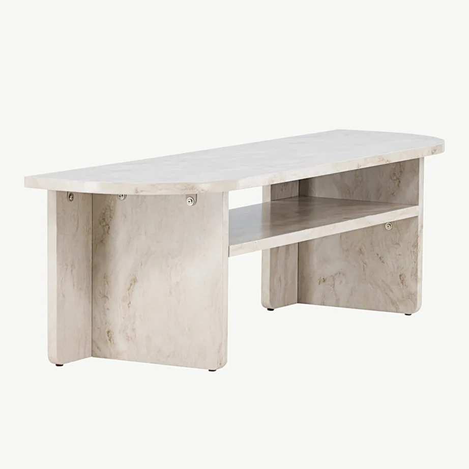 Beež marmori välimusega MDF-ist TV-alus Ålesund (140 × 40 cm), 20096-121