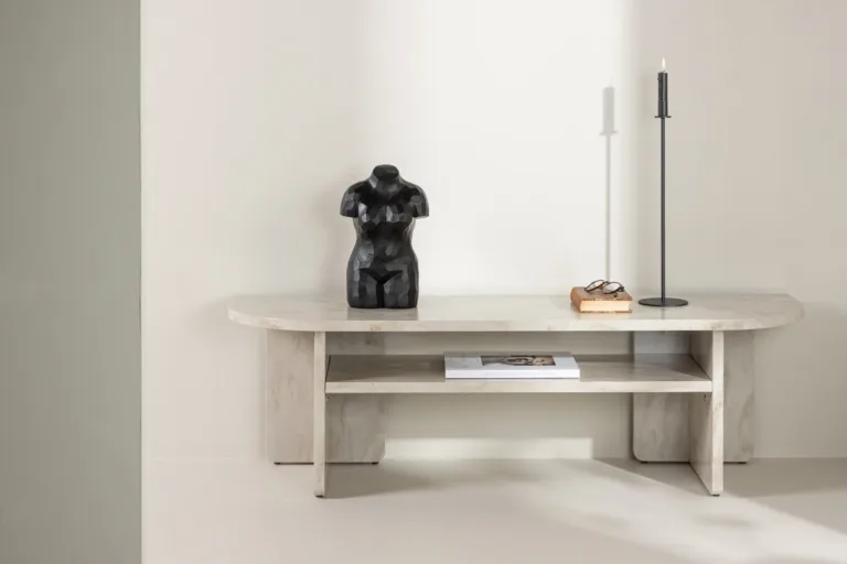 Beež marmori välimusega MDF-ist TV-alus Ålesund (140 × 40 cm) - 20096-121