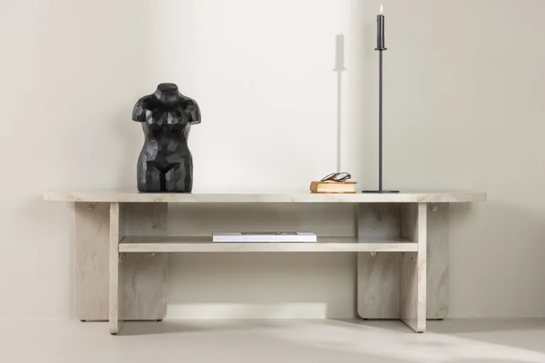 Beež marmori välimusega MDF-ist TV-alus Ålesund (140 × 40 cm) - 20096-121