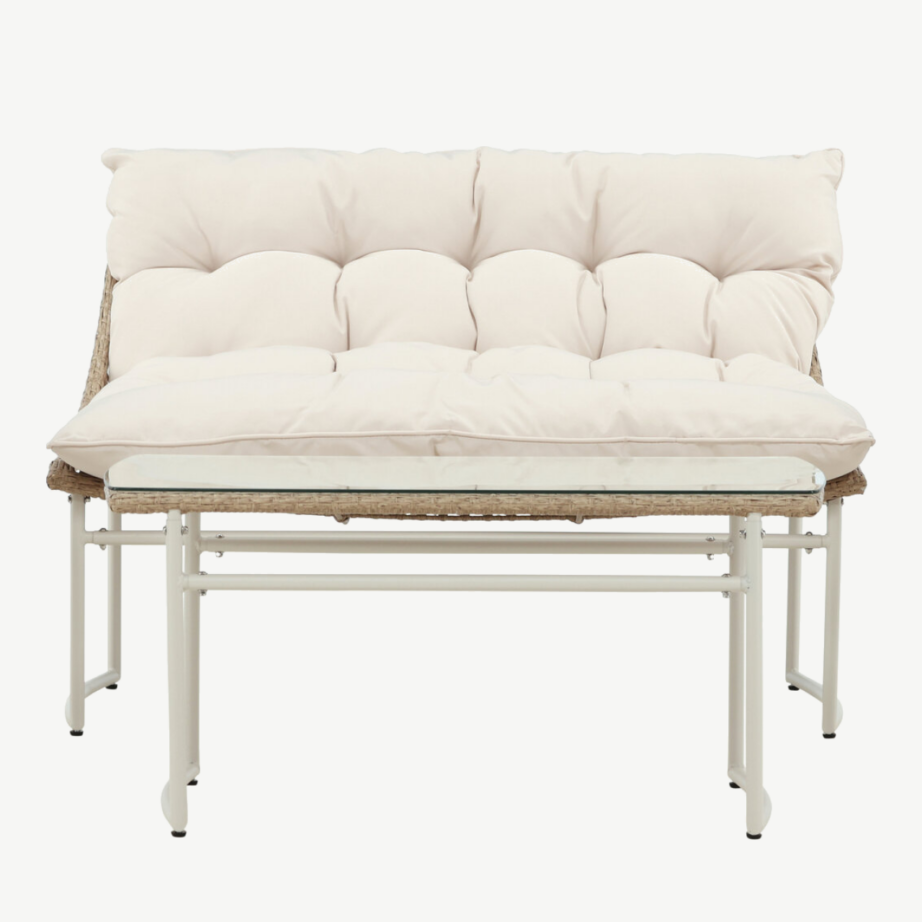 Tina aiamööbli komplekt terasraami ja pehmete beežide patjadega, 2043-222 – 5