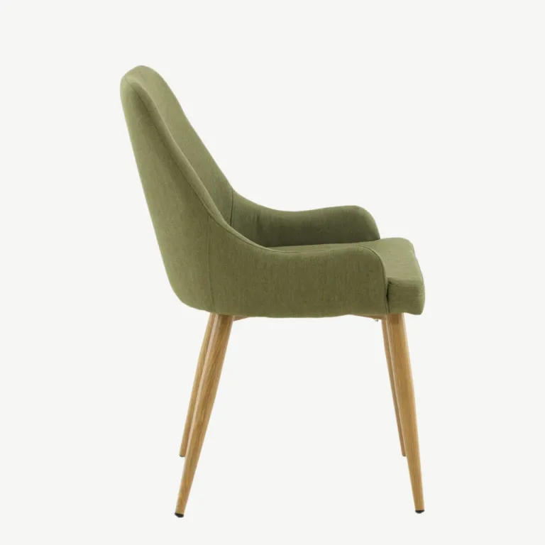 Söögitool Plaza sammalrohelise kangaga, tamme tooni metalljalgadel - 27700-444