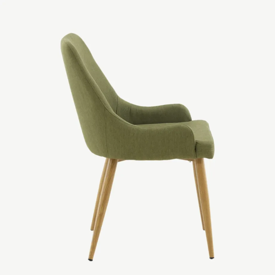 Söögitool Plaza sammalrohelise kangaga, tamme tooni metalljalgadel, 27700-444 – 2