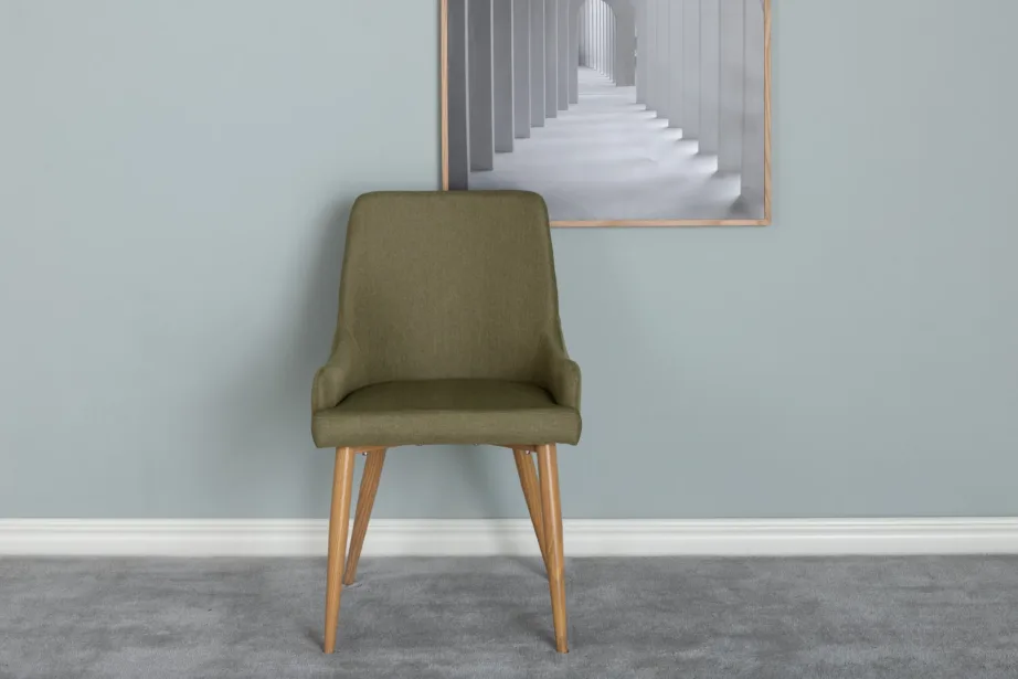 Söögitool Plaza sammalrohelise kangaga, tamme tooni metalljalgadel, 27700-444 – 8