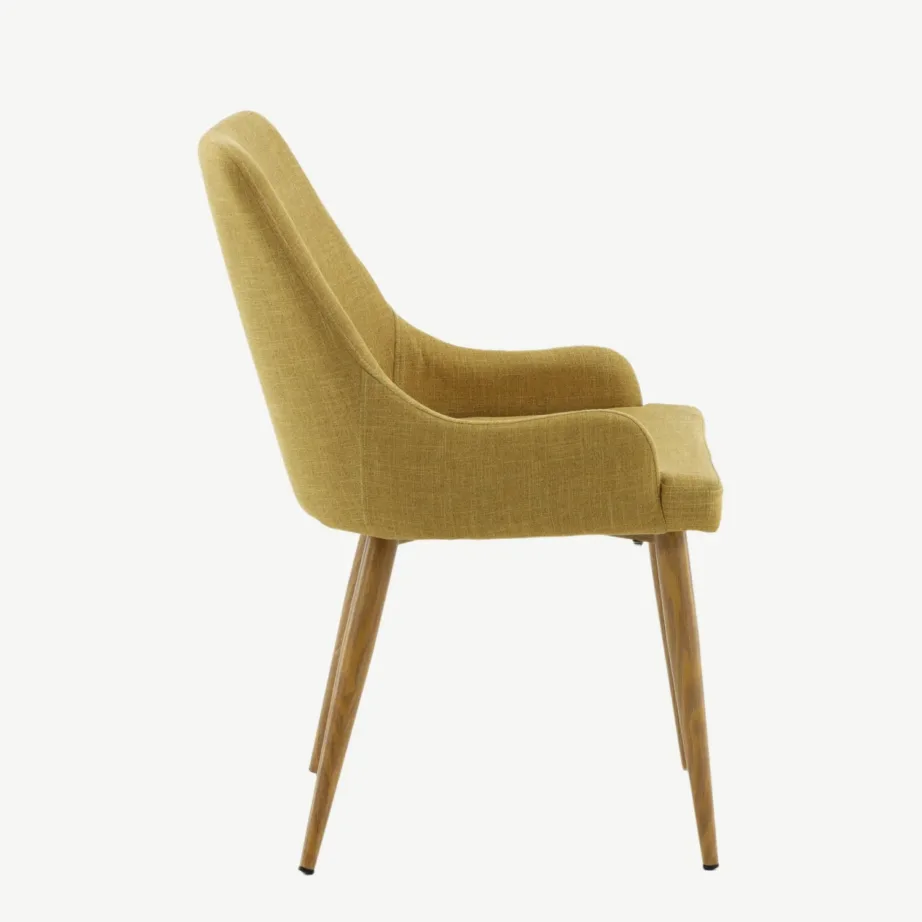 Sinepikollane polsterdatud söögitool Plaza tamme imitatsiooniga terasjalgadel, 27700-446 – 2