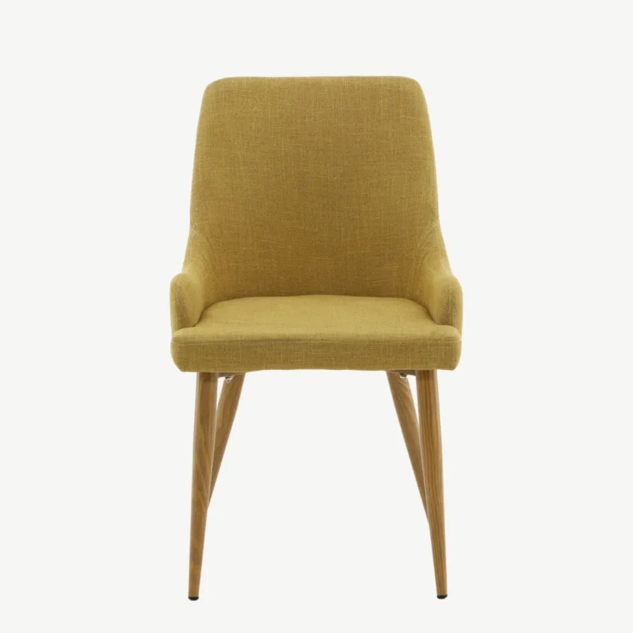 Sinepikollane polsterdatud söögitool Plaza tamme imitatsiooniga terasjalgadel, 27700-446 – 4