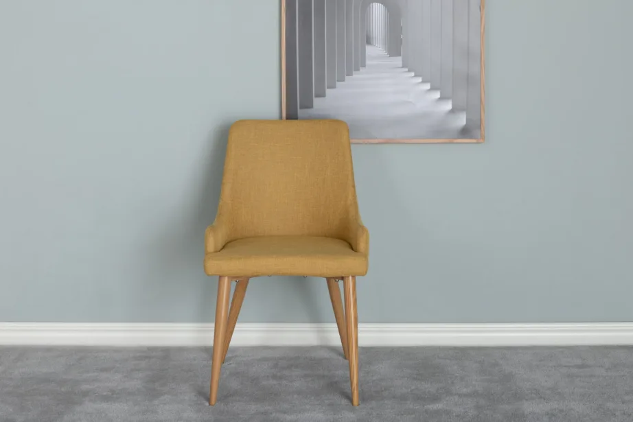 Sinepikollane polsterdatud söögitool Plaza tamme imitatsiooniga terasjalgadel, 27700-446 – 8