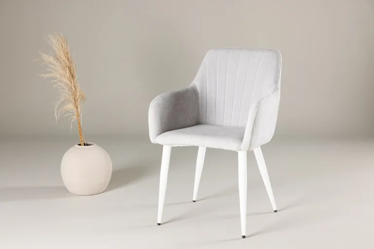 Helehall polüesterlinase kattega söögitool valgete terasjalgadega Comfort - 27702-165