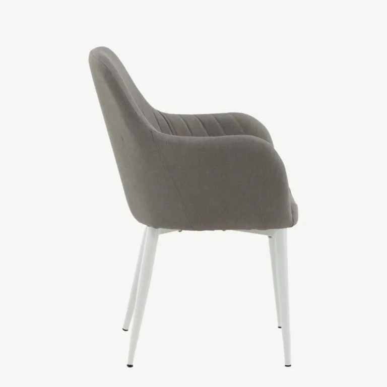Polsterdatud söögitool Comfort, hall kangas ja valged metalljalad - 27702-990