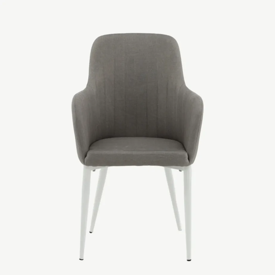 Polsterdatud söögitool Comfort, hall kangas ja valged metalljalad, 27702-990 – 4