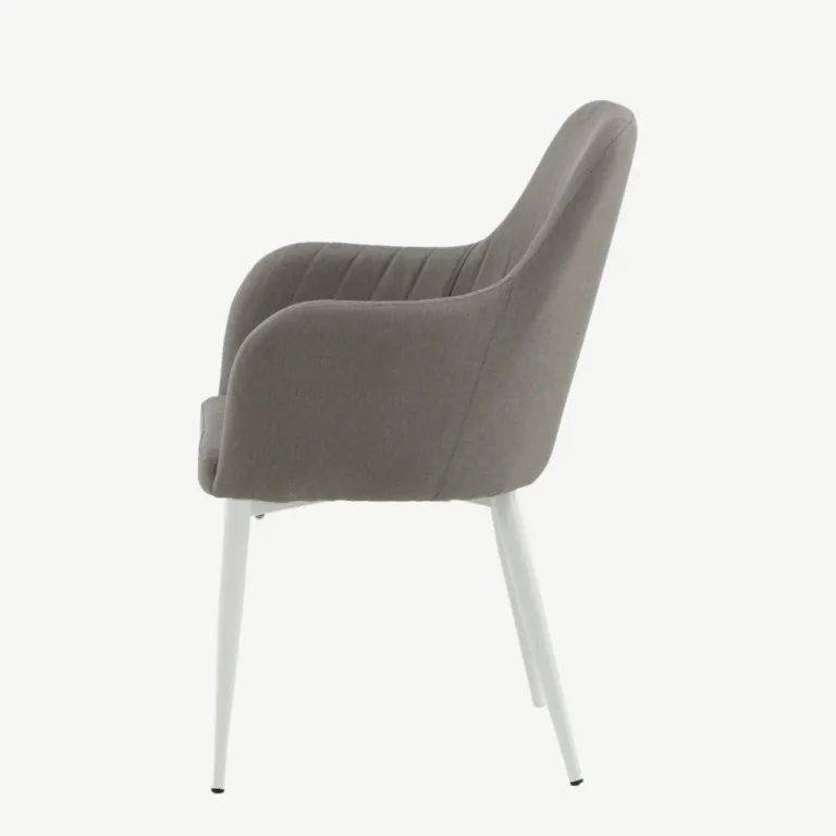 Polsterdatud söögitool Comfort, hall kangas ja valged metalljalad - 27702-990